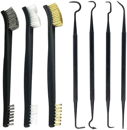 Set of 3 Special Double Head Cleaning Brushes with 4 Hooks, Steel Wire, Copper and Nylon - Mini Tool...