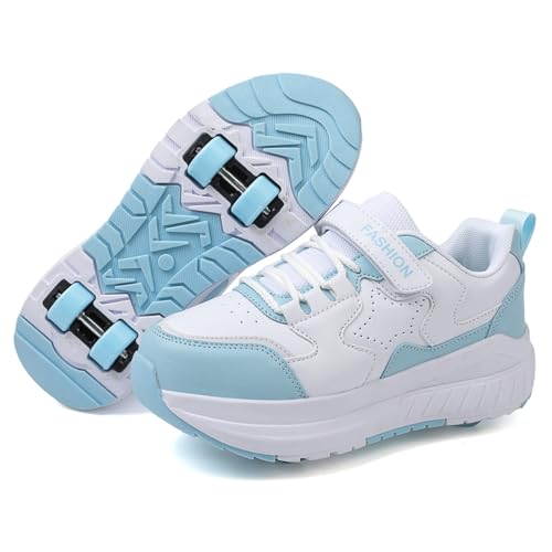 FANSU Chaussure à Roulette Garçons Filles, Chaussures a roulettes Enfant Retractable avec 4 roulettes, Basket Roller Fille pour Intérieur Extérieur