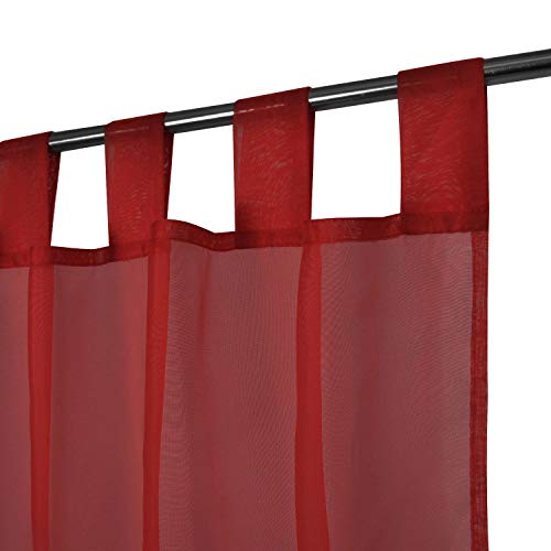 Megachest lucy Woven Voile Tab Top Curtain 2 Panels with ties (28 colors) (burgandy, 56" wideX81 drop(W142cmXH206cm))
