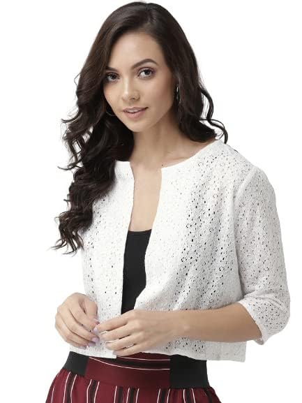 farbot Women's Cotton Open Front 3/4th Sleeve Regular Fit Shrug-picture-10