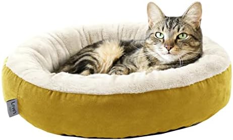 Love's cabin Round Donut Cat and Dog Cushion Bed, 20in Pet Bed for Cats or Small Dogs, Anti-Slip & Water-Resistant Bottom, Super Soft Durable Fabric Pet beds, Washable Luxury Cat & Dog Bed Yellow