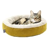 Love's cabin Round Donut Cat and Dog Cushion Bed, 20in Pet Bed for Cats or Small Dogs, Anti-Slip & W