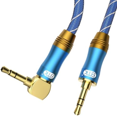EMK 3.5mm Audio Cable 4FT 90 Degree Right Angle Stereo Aux Cord