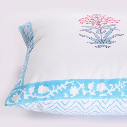 Image of Ravaiyaa - Attitude is everything Cotton Hand Block Printed Soft Cushion Cover Pillow Case 16 inch Square Cushion Sham Set of 2 Piece