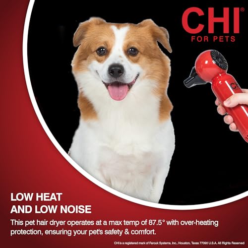 CHI for Pets Grooming Plus Handheld Pet Hair Dryer - Low Heat and Quiet Motor - Compact Blow Dryer for Dogs and Cats - One-Handed Design for Easy Drying and Comfort - Thumbnail 5