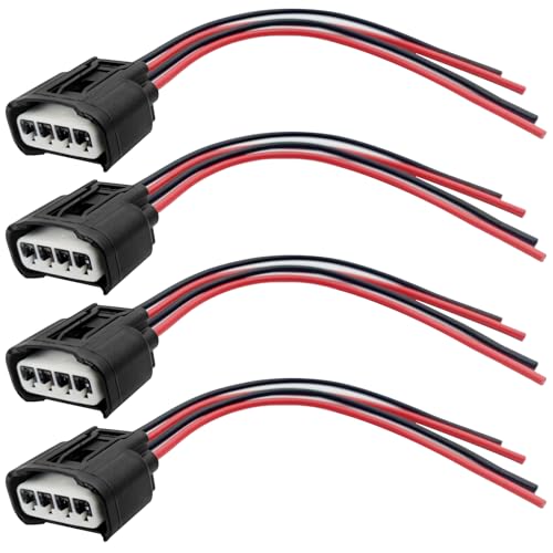 4PCS Ignition Coil Connector 4-Wire Female Plug Harness Pigtail Replacement for #90980-11885 Automotive Coil Wiring Cable Connector for Car Accessories
