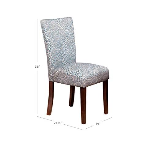 HomePop Dining Room Tables and Chairs, Textile, Blue and Cream Floral, Pack of 2 Cover