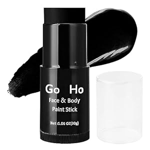 Go Ho Cream-Blendable Black Face Paint Stick (1.06 oz),Full-coverage Black Face Body Paint for Adult Children Halloween Cosplay Skull Zombie Vampire Skeleton SFX Makeup,Waterproof Eye Black Stick