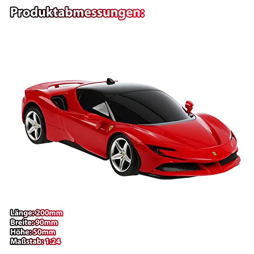 RC ferngesteuertes Modell-Auto im Original Lizenz-Design, kompatibel für Ferrari SF90 Stradale Edition, Fahrzeug Maßstab 1:24, Rennauto, Sportwagen, Car inkl. 2.4 GHz Fernsteuerung, Ready-To-Drive