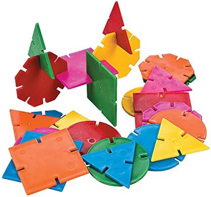 Fun Express Bulk 400 Piece Geometric Connecting Shapes Building Blocks Set, School and Play Activities