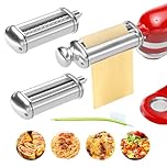 Pasta Maker Attachments Set for All KitchenAid/Cuisinart Stand Mixer, 3-Piece Pasta attachments Included Pasta Sheet Roller, Spaghetti Cutter and Fettuccine Cutter Maker Accessories by ZACME