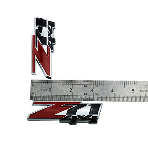 Image of 3D ABS Emblems Badges Decal Nameplate Compatible with Z71 4x4 2 Pcs (Black Red)