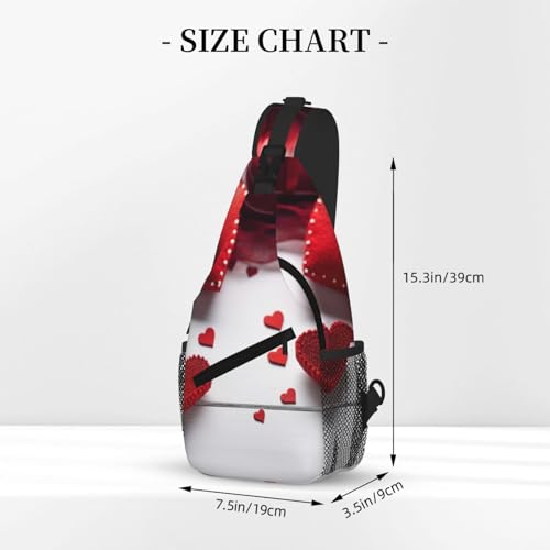 Handmade Red Hearts Printed Cross Chest Bag Diagonally Chest Messenger Bag3