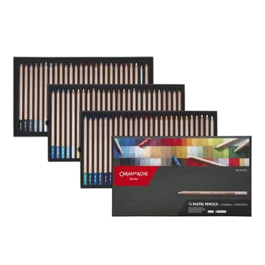 Caran d'Ache Pastel Farbstifte-Set Artist mit 76 Stiften, Kohle und Grafwood Bleistift, hohe Pigmentkonzentration, cremige Applikation, 788376