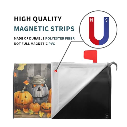 Image of Halloween Pumpkin Mailbox Covers Magnetic Standard Size 21x18 Inch Halloween Mail Box Covers Magnetic Fall Welcome Mailbox Wraps Post Letter Box Cover for Garden Yard Outdoor Decor