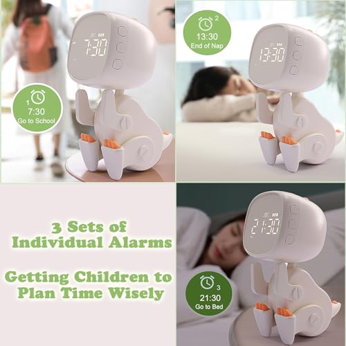 Image of Digital Dynamic Dinosaur Bedroom Alarm Clock with Timer Night Light Gift for Kids Boys Girls Students -Green