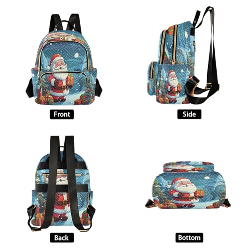 Image of ALAZA Pine Tree Santa Claus Snow Xmas Women Backpack Purse Ladies Fashion Shoulder Bag Daypack Travel Bag 10L