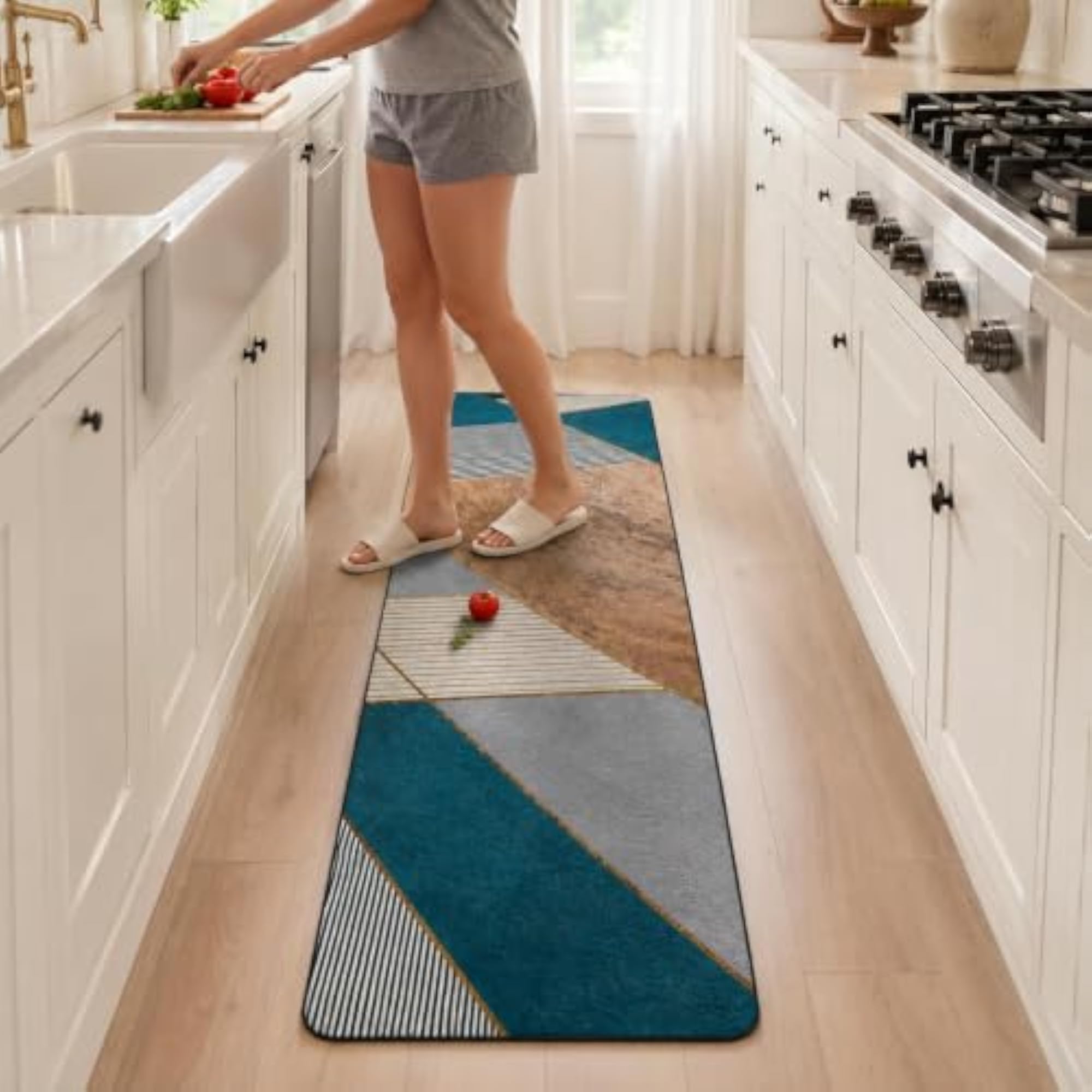 Geometric Kitchen Mat Set of 2, Anti-Fatigue Kitchen Runner Rug
