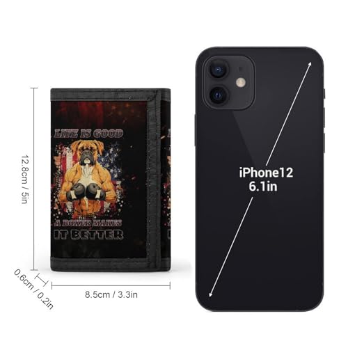 Vintage American Flag Boxer Trifold Wallet with ID Window ID Card Holder Wallets Travel Wallet Coin Zipper Pocket2