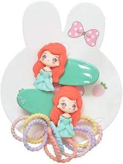 Hair Tuck Set Of 2 Pieces Plastic Clip And 10 Elastic Bands For Girls, Multi Color, DR-A-92