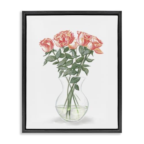 Pink Rose Bouquet Still Life, 24 x 30 Inch Canvas in Floater Frame
