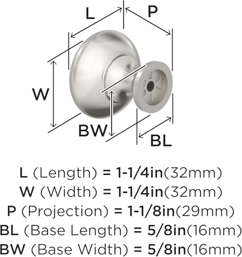 Image of Amerock 10 Pack 1-1 /4 inch Round Edona Satin Nickel Cabinet Knob | Durable Zinc drawer knob and cabinet hardware, ideal for kitchen cabinets, bathroom vanities, dressers, and furniture