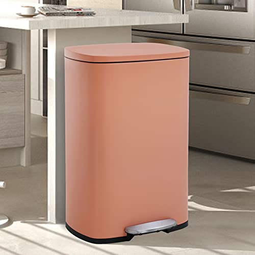 Kitchen Trash Can With Lid, 13 Gallon Garbage Can For Kitchen, Step Trash Can With Pedal & Inner Bucket, 50 Liter Stainless Steel Trash Bins, Hands-Free Garbage Cans, Tall Metal Trashcans For Office #TOP23