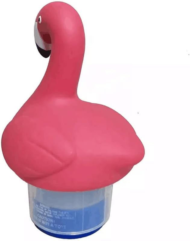 Swimming Pool Floating Chlorine Dispenser, Pink Flamingo Design, Chemical Tablet Holder