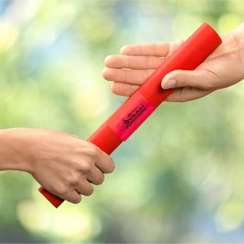 Svaan Plastic Relay Race Batons for Athletics Practice, Track and Field Sports- PVC Relay Batons, Set of 6, Red, Blue, Yellow, Orange, Green