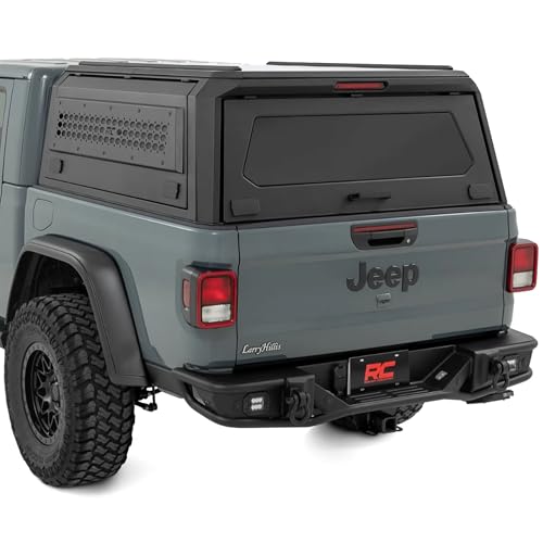 Rough Country Truck Bed Cap Topper for Jeep Gladiator (2020-2025) - Modular Design Locking Gullwing Access Doors Molle Panels LED Interior Lighting