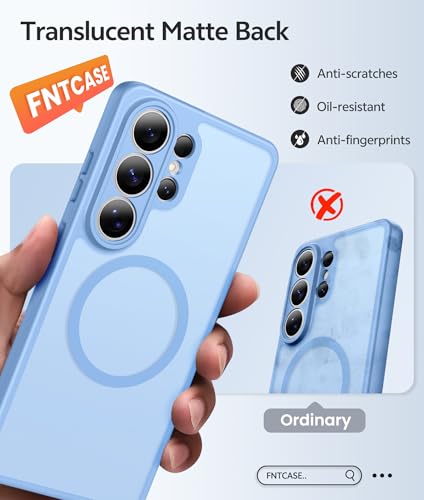 Image of FNTCASE for Samsung Galaxy S26-Ultra Case: [Fit for Magsafe] [Full Camera Protection] Translucent Matte Cases with [Screen Protector] Military Grade Shockproof Protective Phone Cover - Light Blue