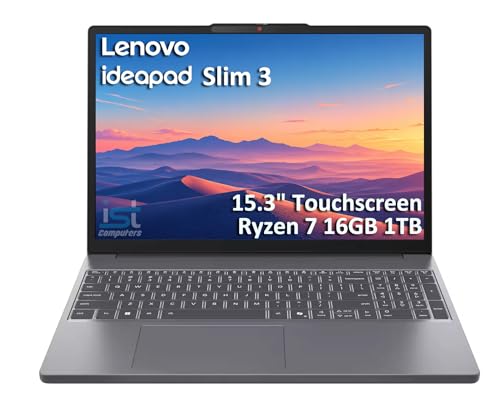 Image of 2026 Lenovo IdeaPad Slim 3 Laptop (15.3 inch FHD+ Anti-Glare Touchscreen, AMD Ryzen 7 170 (> Intel i7-1355U) 16GB DDR5 RAM, 1TB SSD, Radeon 680M Graphics) for Business, Home, Students, Win 11 Home, Grey
