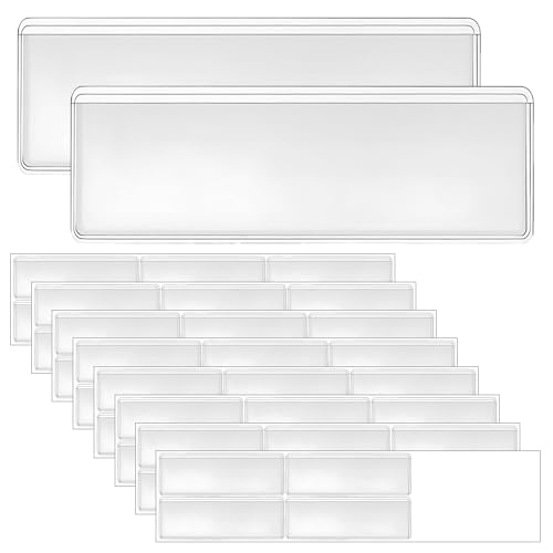 UMCHU 48 Piezas Bolsillos Autoadhesivos, Fundas Autoadhesivas Tarjetas de Indice, Porta Etiquetas Adhesivas, Porta Precios Adhesivo, para Hogar, Oficina, Escuela (Dimensiones internas: 6.7 x 2.5cm)