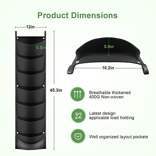 iPower 2-Pack Hanging Vertical Wall Planter 7 Pockets Upgraded Deeper Waterproof Herb Flower Growing Pouch Felt Cloth, for Yard Garden Fence Home, Balcony Office Decoration