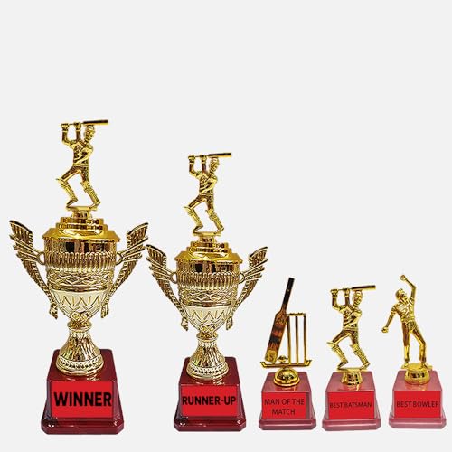 BAREEZE PURE Sports Trophy for Cricket Tournament, Trophy for Winner,Runnerup,BestBowler,Best Batsman,Man of The Match