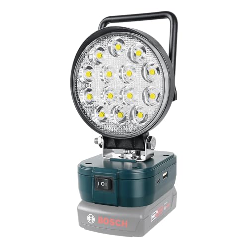 RIGIDON Lampada da Lavoro Portatile per Batteria bosch professional 18V, 4 pollici 42W Faro LED Ricaricabile, Faretto Luce per Campeggio, Lavoro, Pesca, Cantiere, Emergenza, 6000K (Senza Batteria)