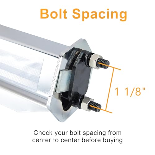 Image of Chrome Angled Mud Flap Hanger with Reflective Tape,Spring Loaded,30 inch Length,1 1 /8 inch Bolt Spacing,45 Degree Mudflap Holder,for Semi Truck,Contains All Hardware for Mudflap (1 1 /8 inch)