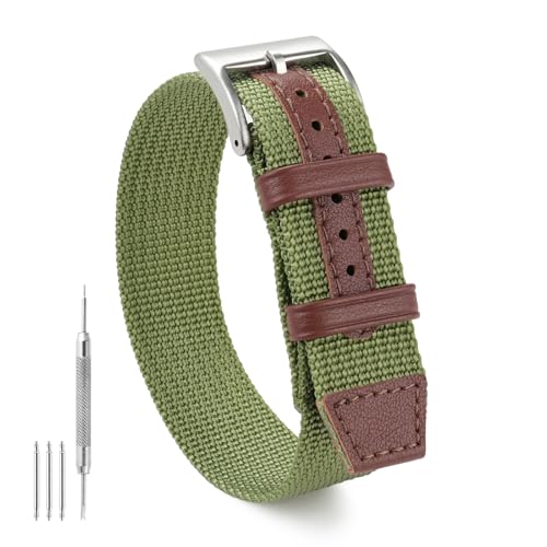 watchdives Nylon Watch Straps for Men, One-Piece Military Replacement Watch Bands with Heavy Duty Stainless Steel Buckle, 18mm 20mm 22mm