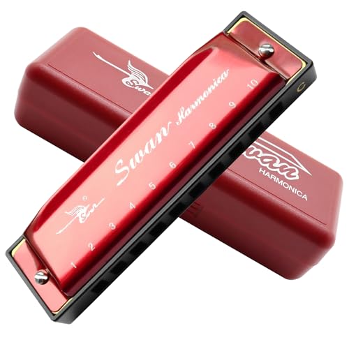 Harmonica Armonica Mouth Organ Blues Harmonica Key of C 10 Hole 20 Tone Polyphony Diatonic Harp with Case for Blues Folk Jazz Pop for Music Student Teacher Teaching Beginner Gift