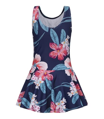 Image of Girls One Piece Swimsuits Leopard Bathing Suit for Kids Hawaiian Swimwear with Skirt Swim Dress 3-16 Years