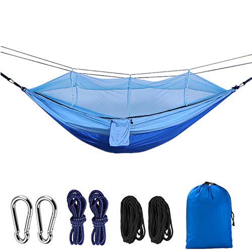Preisvergleich Produktbild Jun7L 2 Personen Hängematte mit Moskitonetz - Outdoor Hängematte für Camping Wandern Backpacking für Reisen, Strand Blau 260x140cm