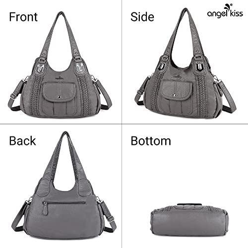 Image of Angel Kiss Purses and Handbags for Women Washed Vegan Leather Crossbody Hobo Satchel Shoulder Tote Purse