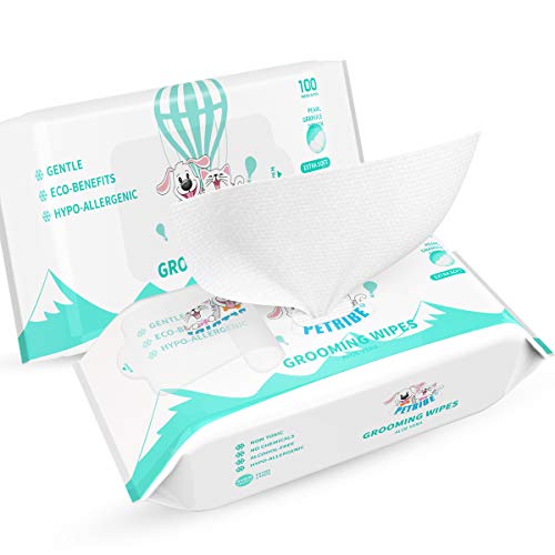 PETRIBE Large Pet Wipes, Grooming & Deodorizing Wipes for Dogs & Cats, Moist