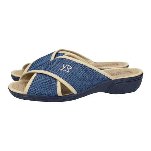 Chaussures d'été VULCA-BICHA 4702 pour femme en toile bleu marine fabriquées en Espagne