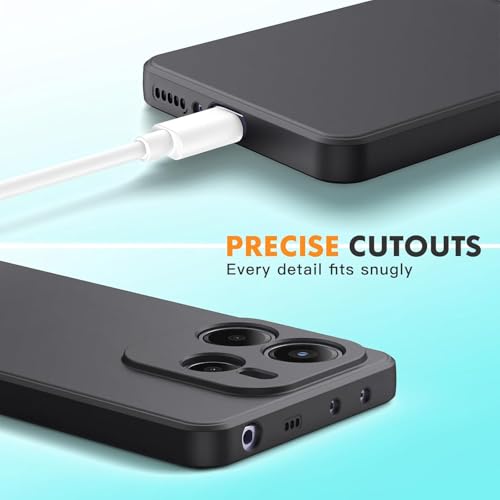 Image of Elzzi Silicon Case Cover Compatible with Mi Redmi Note 14 5G Back Cover with Upgraded Square Edges for Camera Protection Shockproof Flexible Matte Liquid Silicone Mobile Phone Case - Black