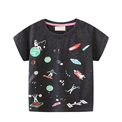 sfdgfhyf Toddler Boys' Kids Luminous Astronaut Planet and Spaceship Short Sleeve T Shirts Cotton Tops for Kids