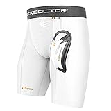 Shock Doctor Men's Double Compression Short with BioFlex Cup (Large, White)