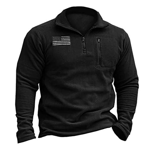 Mens Tactical Fleece Jacket Quarter Zip Pullover Soft Warm Sweatshirt