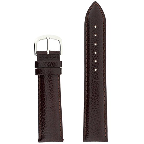 Tech Swiss LEA1434-22SS Watch Band Genuine Leather Calfskin Brown 22 millimeters