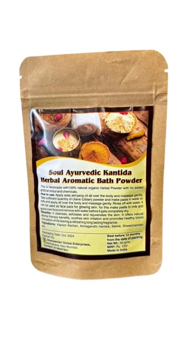 Soul Ayurvedic Kantida Herbal Aromatic Bath Powder| Handmade Natural Forest Herbs Ubtan Body Scrub| It Cleanses, Exfoliates & Rejuvenates The Skin|Free From Artificial Colors &Chemicals-(50 gm)-Pack Of 2-image-45